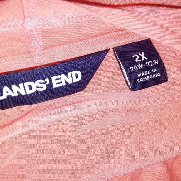 Lands End Cardigan Womens Plus Size 2X 20W 22W Orange Solid Pockets Long Sleeve - Picture 9 of 9